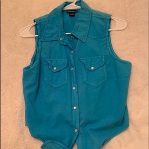 Blue Sleeveless Blouse
